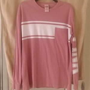 Long sleeve pink pocket tee